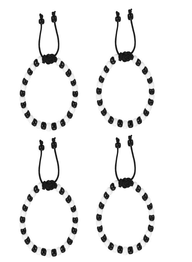 Kailash Creation ™ Baby Nazariya Bracelets Kada for Newborn Boys & Girls (0-5 Years) | Adjustable Black & White Beads Thread | Baby Shower, Birth, Naming Ceremony & Mundan Function (Black and White, Pack of 4) - Image 1